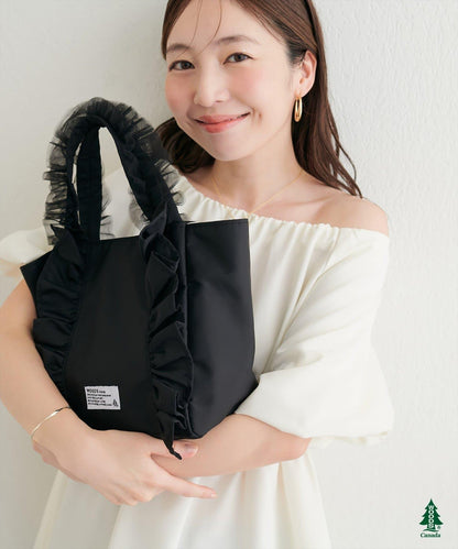 【WOODS × natural couture】ショルダー付きフリルミニトートバッグ