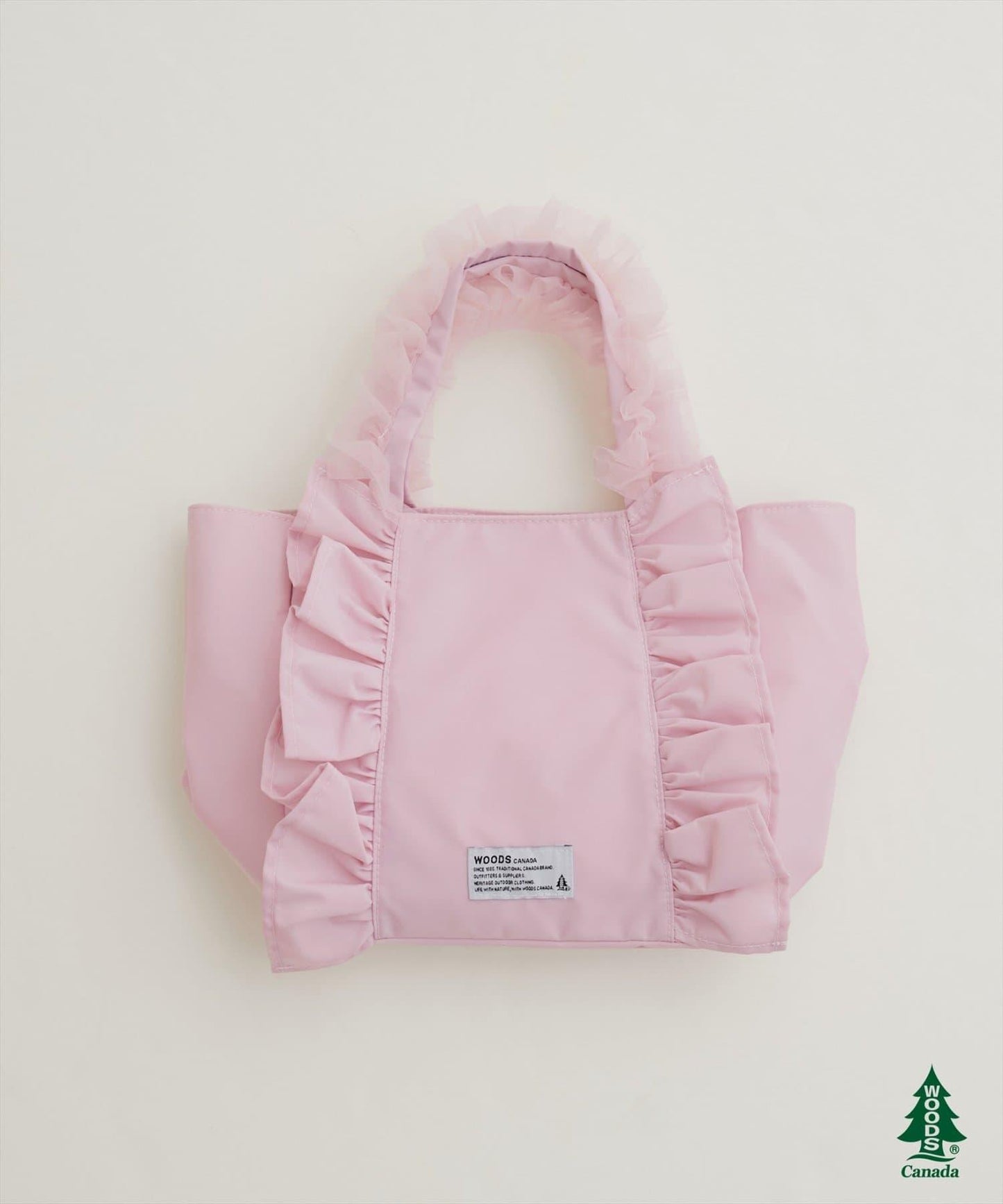 【WOODS × natural couture】ショルダー付きフリルミニトートバッグ