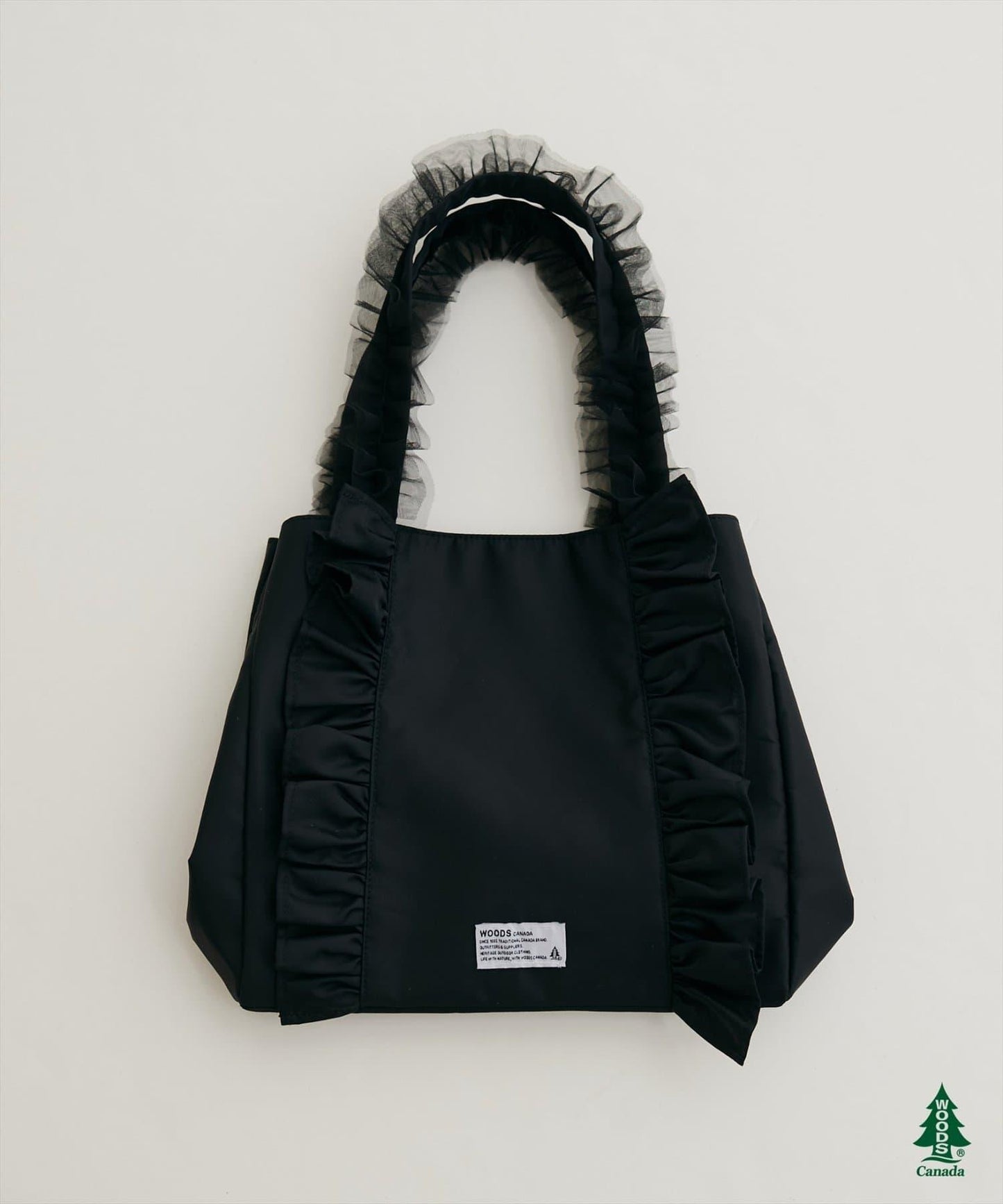【WOODS × natural couture】ショルダー付きフリルトートバッグ