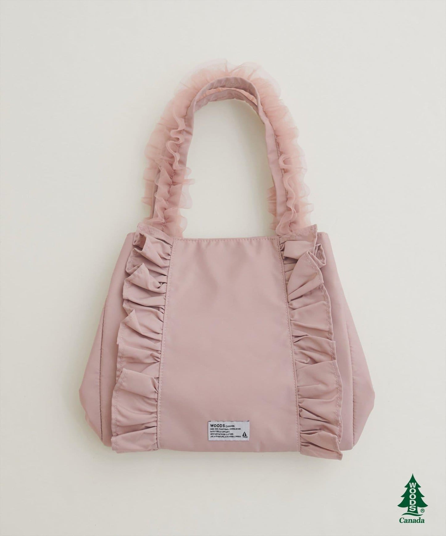 【WOODS × natural couture】ショルダー付きフリルトートバッグ