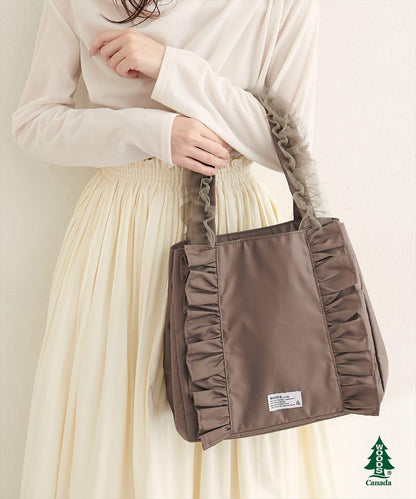 【WOODS × natural couture】ショルダー付きフリルトートバッグ