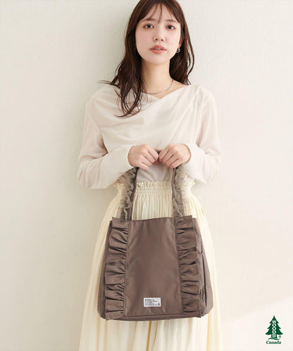 【WOODS × natural couture】ショルダー付きフリルトートバッグ