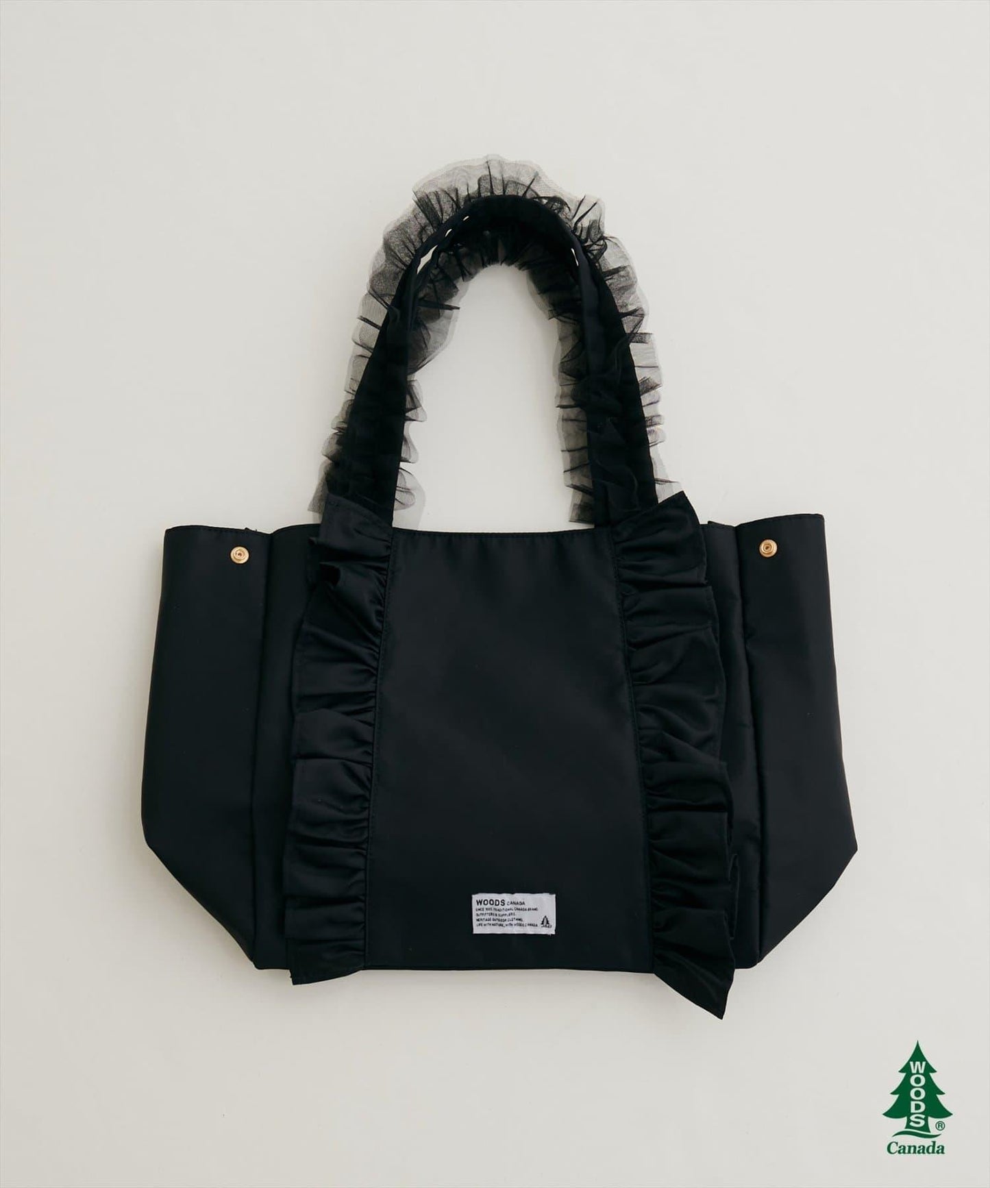 【WOODS × natural couture】ショルダー付きフリルトートバッグ