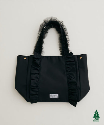 【WOODS × natural couture】ショルダー付きフリルトートバッグ