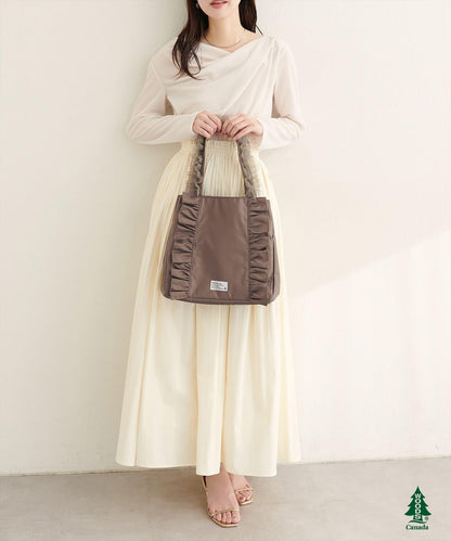 【WOODS × natural couture】ショルダー付きフリルトートバッグ