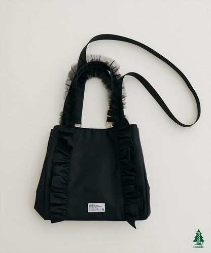 【WOODS × natural couture】ショルダー付きフリルトートバッグ