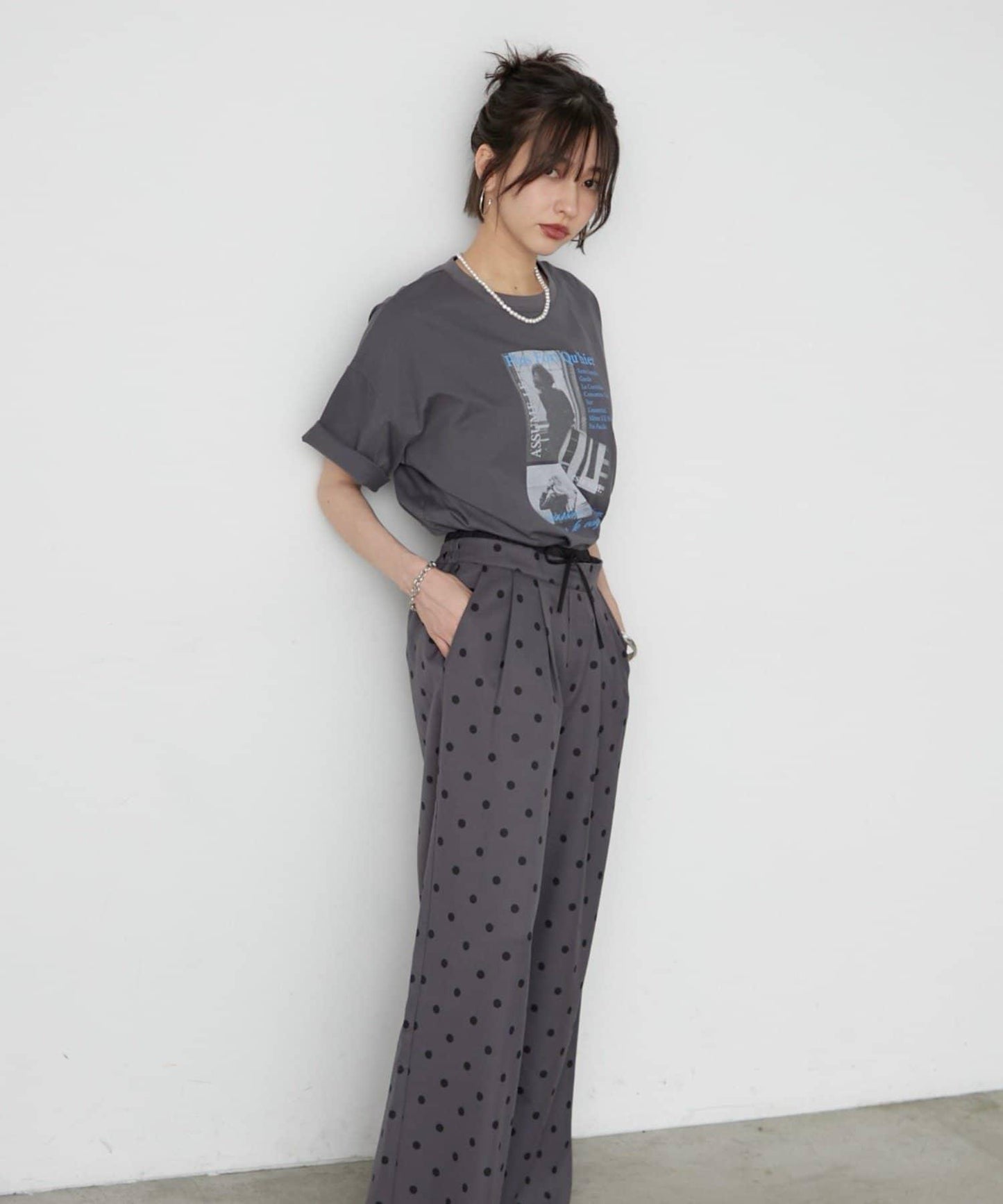 フロッキードットワイドパンツ