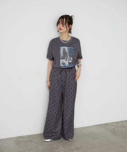 フロッキードットワイドパンツ
