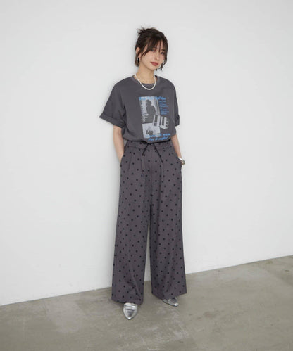フロッキードットワイドパンツ