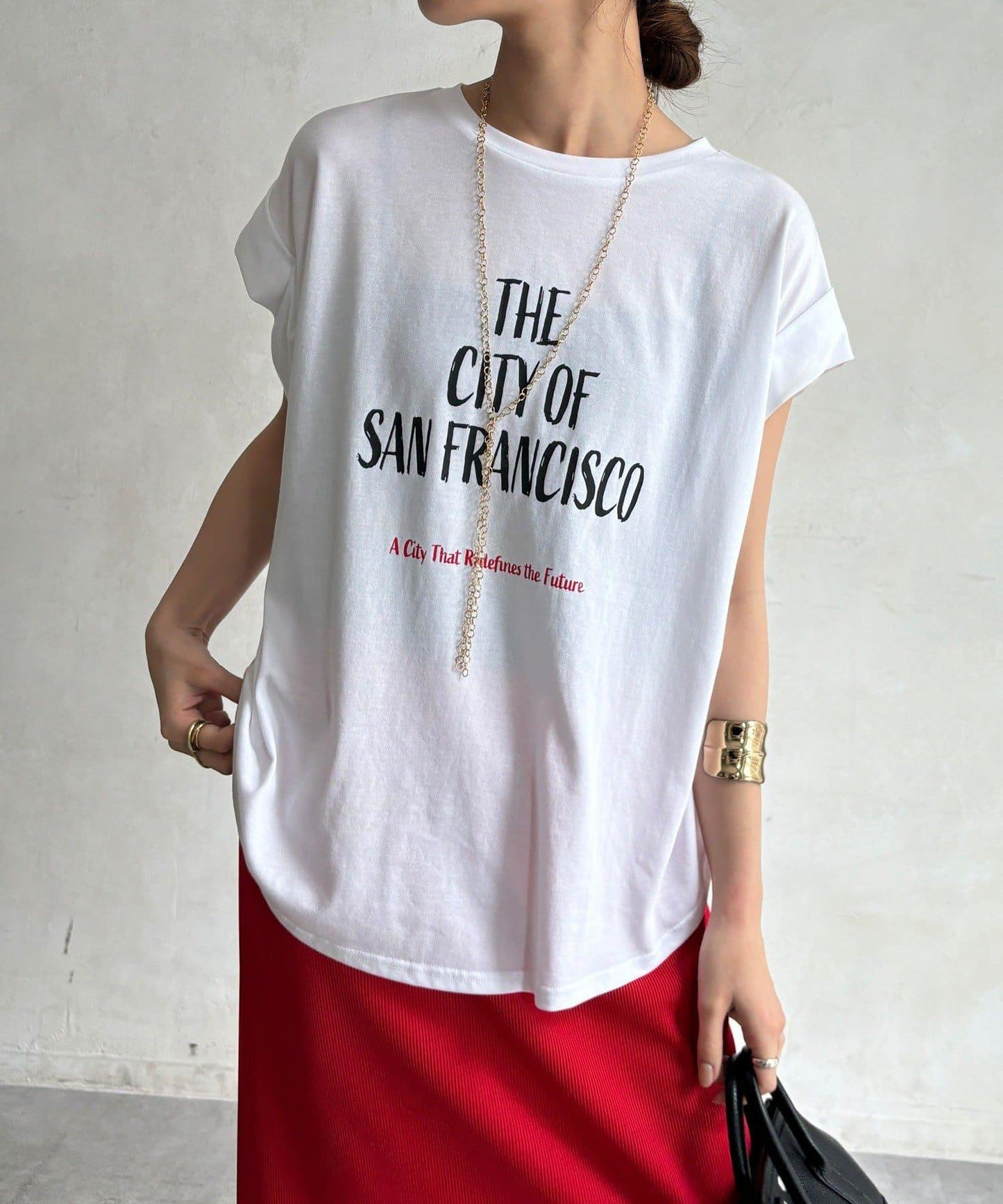 【WEB限定】肩タックプリントTEE