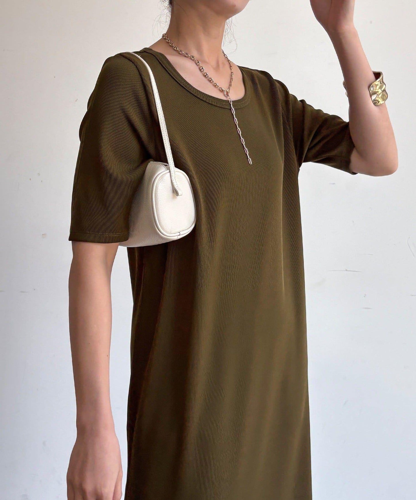 羅紋短袖連衣裙