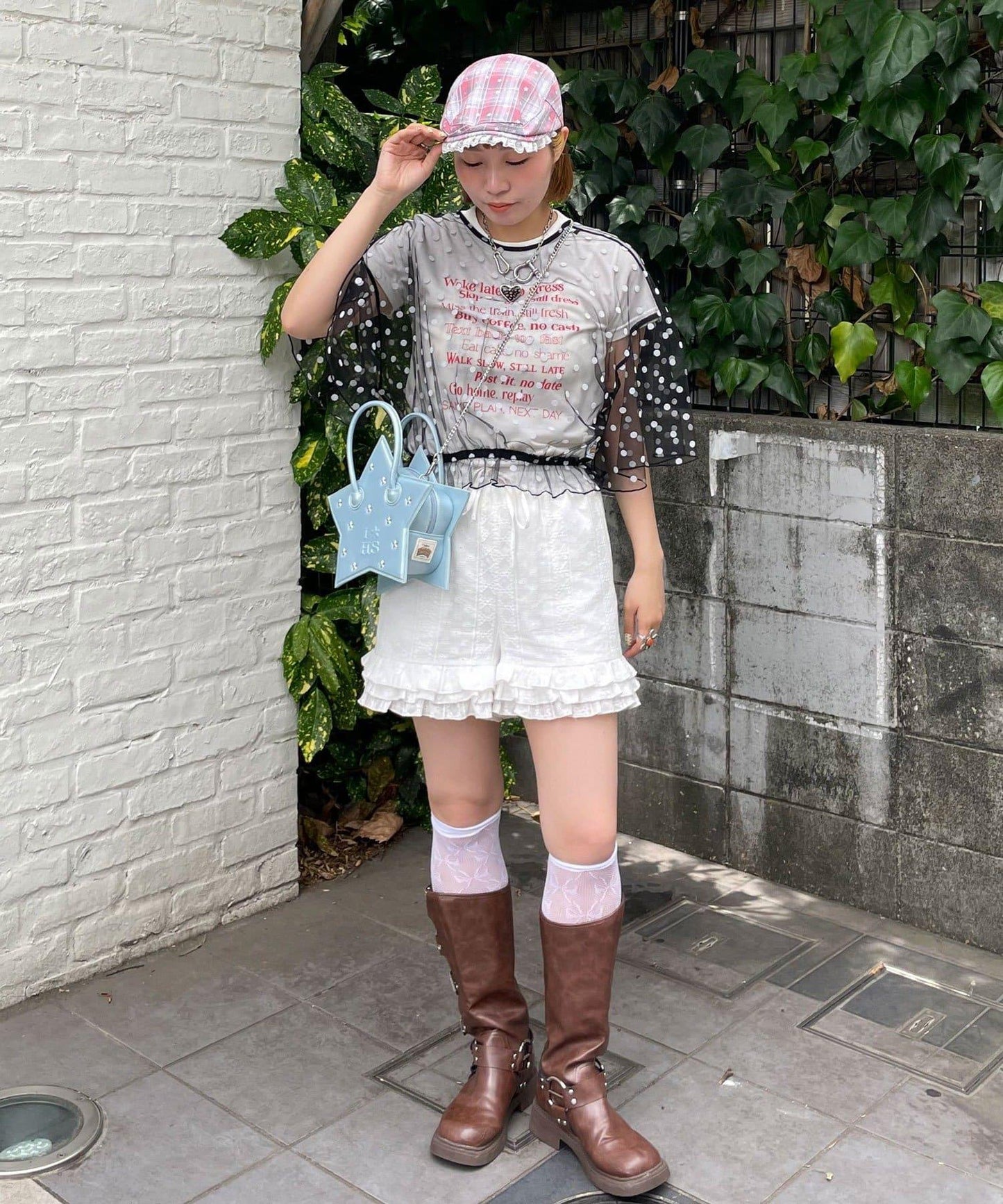 HELLO.SANFRANCISCO 2WAY 蕾絲圓點襯衫
