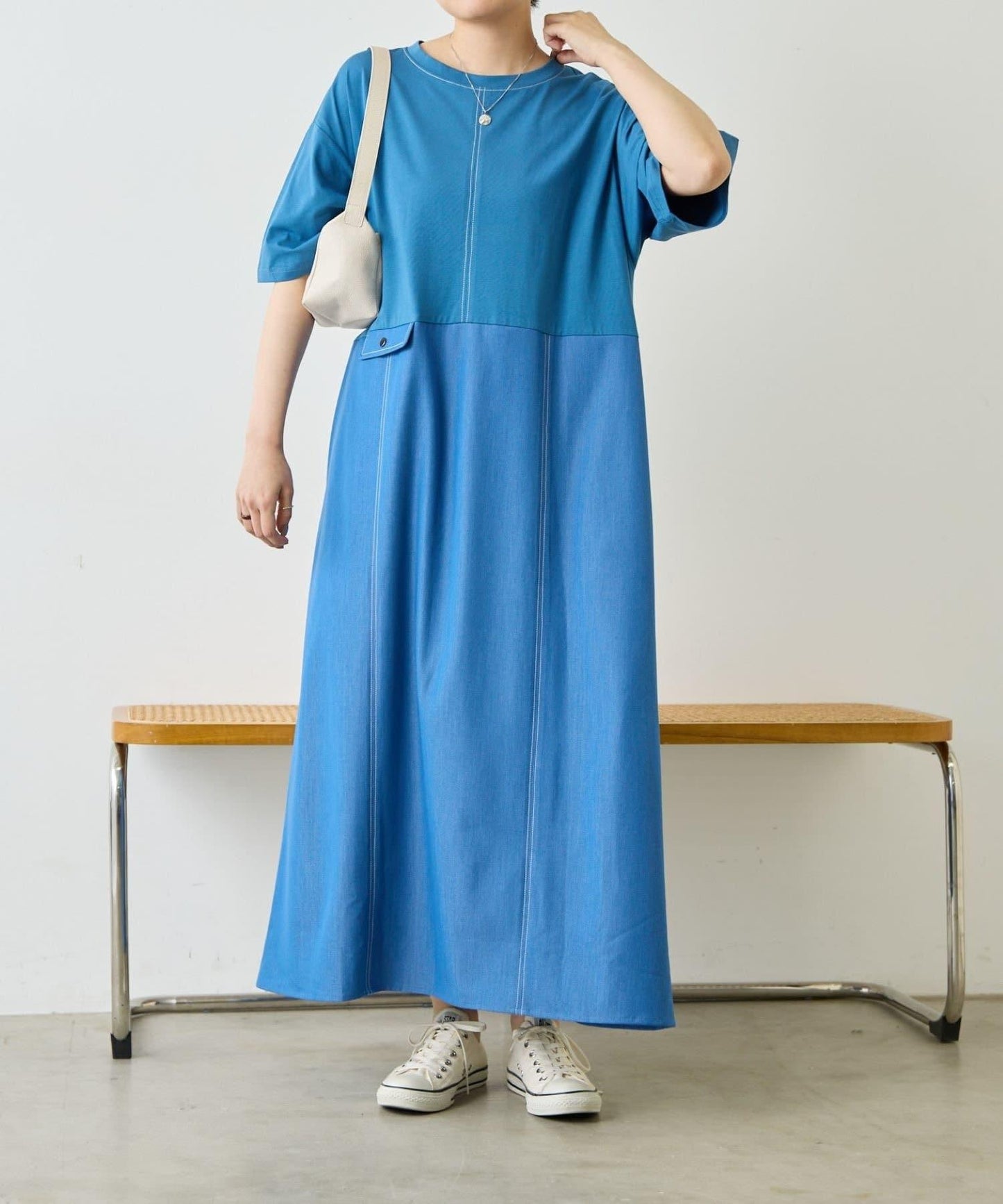 《リラックス》拼接T恤連衣裙【SUM1 STYLE(スミスタイル)】