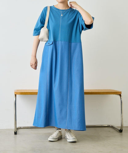 《リラックス》拼接T恤連衣裙【SUM1 STYLE(スミスタイル)】
