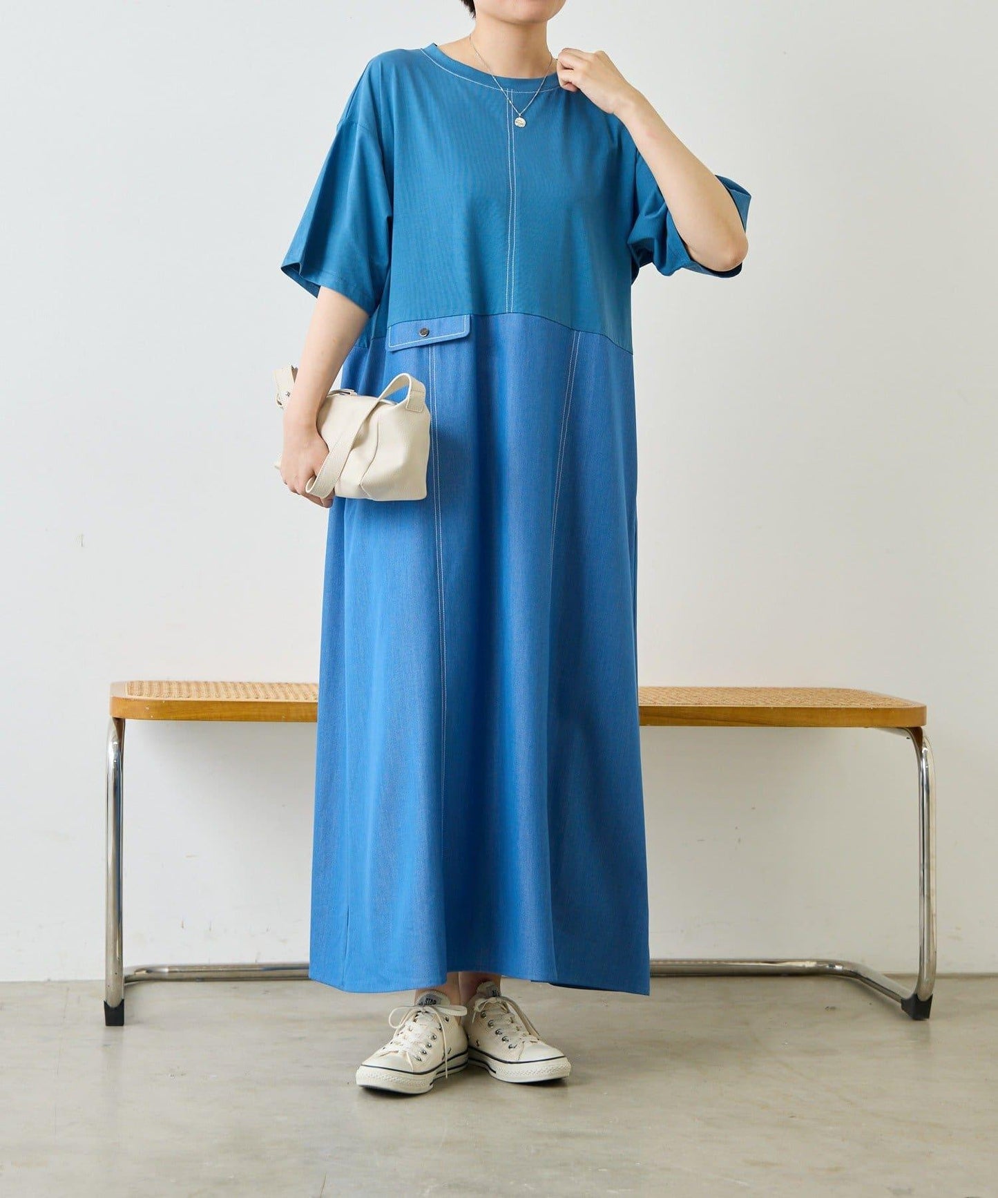 《リラックス》拼接T恤連衣裙【SUM1 STYLE(スミスタイル)】