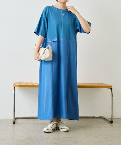 《リラックス》拼接T恤連衣裙【SUM1 STYLE(スミスタイル)】