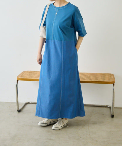 《リラックス》拼接T恤連衣裙【SUM1 STYLE(スミスタイル)】