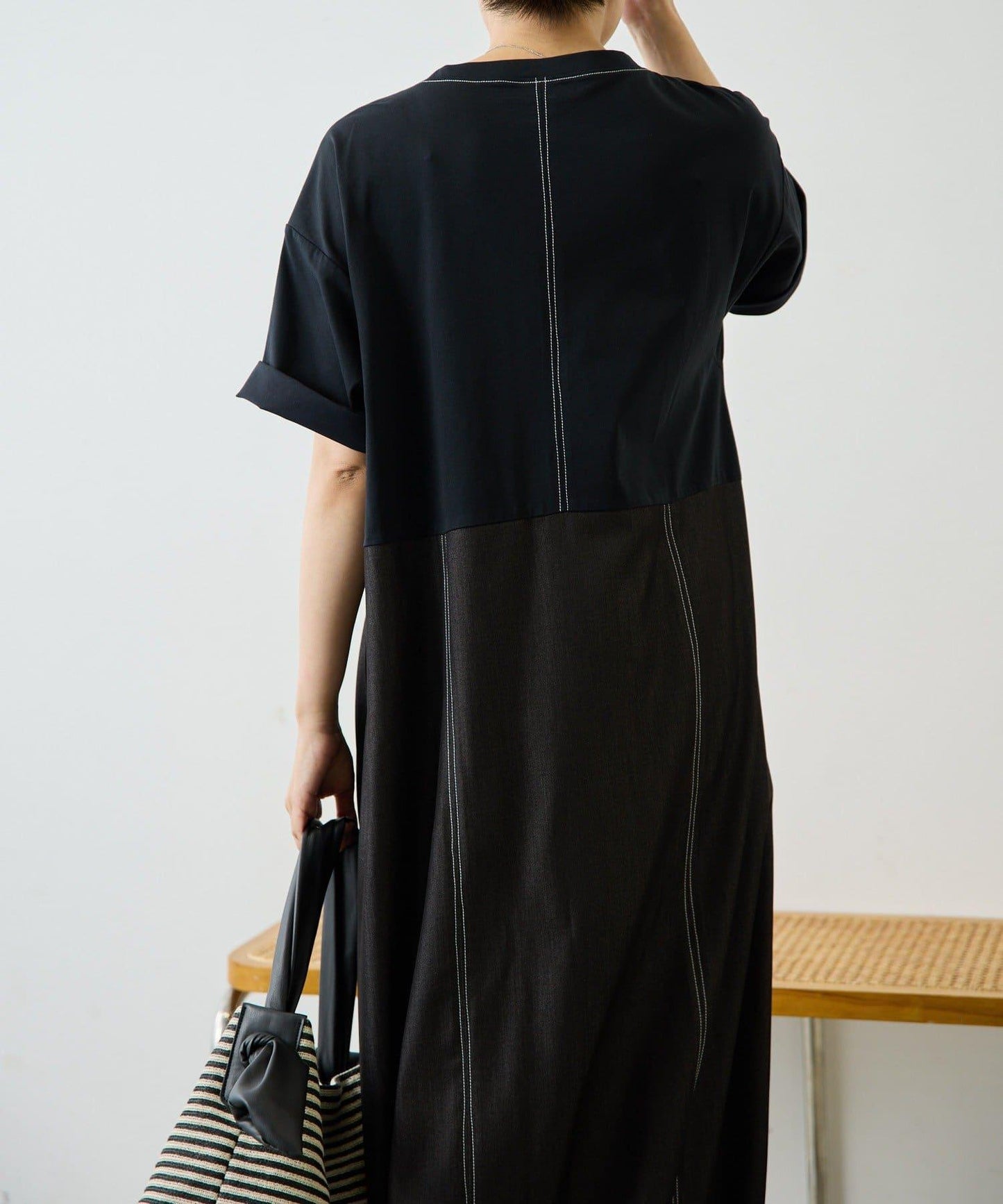 《リラックス》拼接T恤連衣裙【SUM1 STYLE(スミスタイル)】