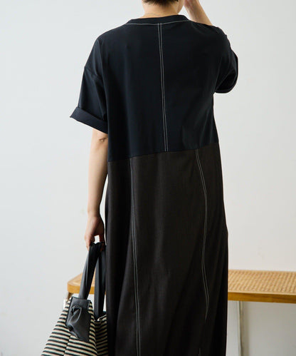 《リラックス》拼接T恤連衣裙【SUM1 STYLE(スミスタイル)】