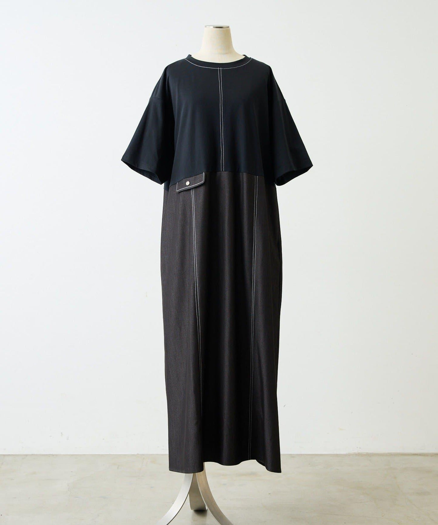 《リラックス》拼接T恤連衣裙【SUM1 STYLE(スミスタイル)】