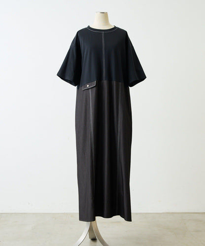 《リラックス》拼接T恤連衣裙【SUM1 STYLE(スミスタイル)】