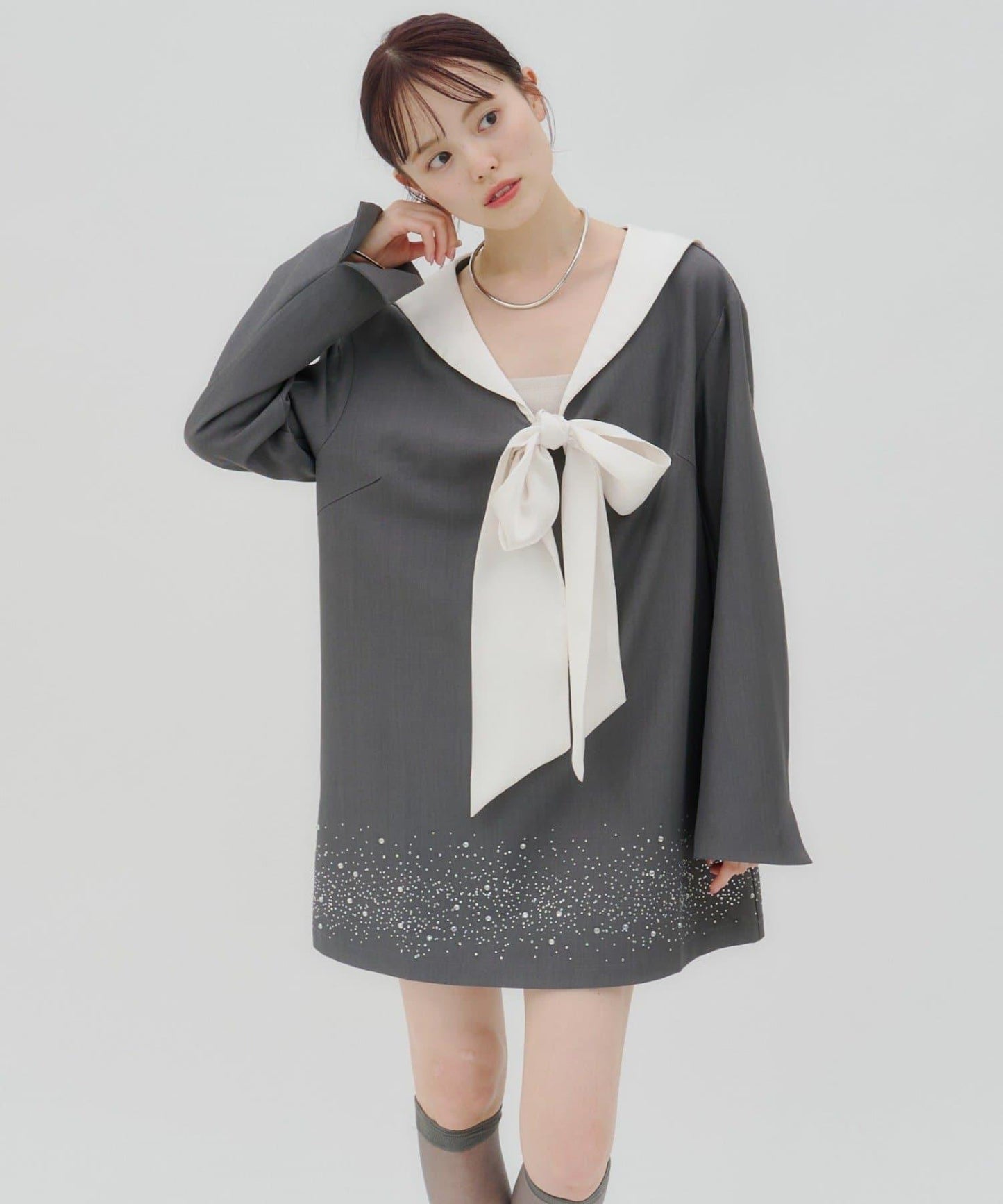 lilium 蝴蝶結迷你連衣裙