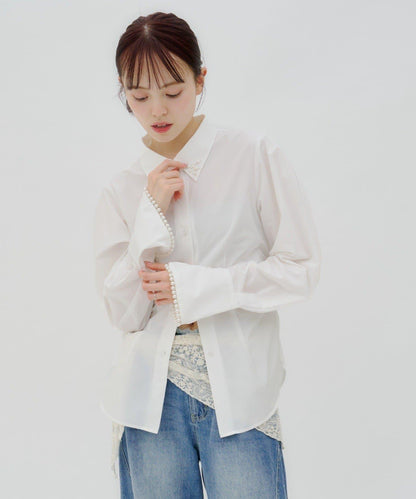 lilium 鑲鑽衣領修身襯衫