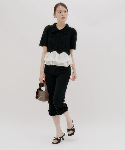 lilium 泡泡袖彼得潘領收腰針織衫