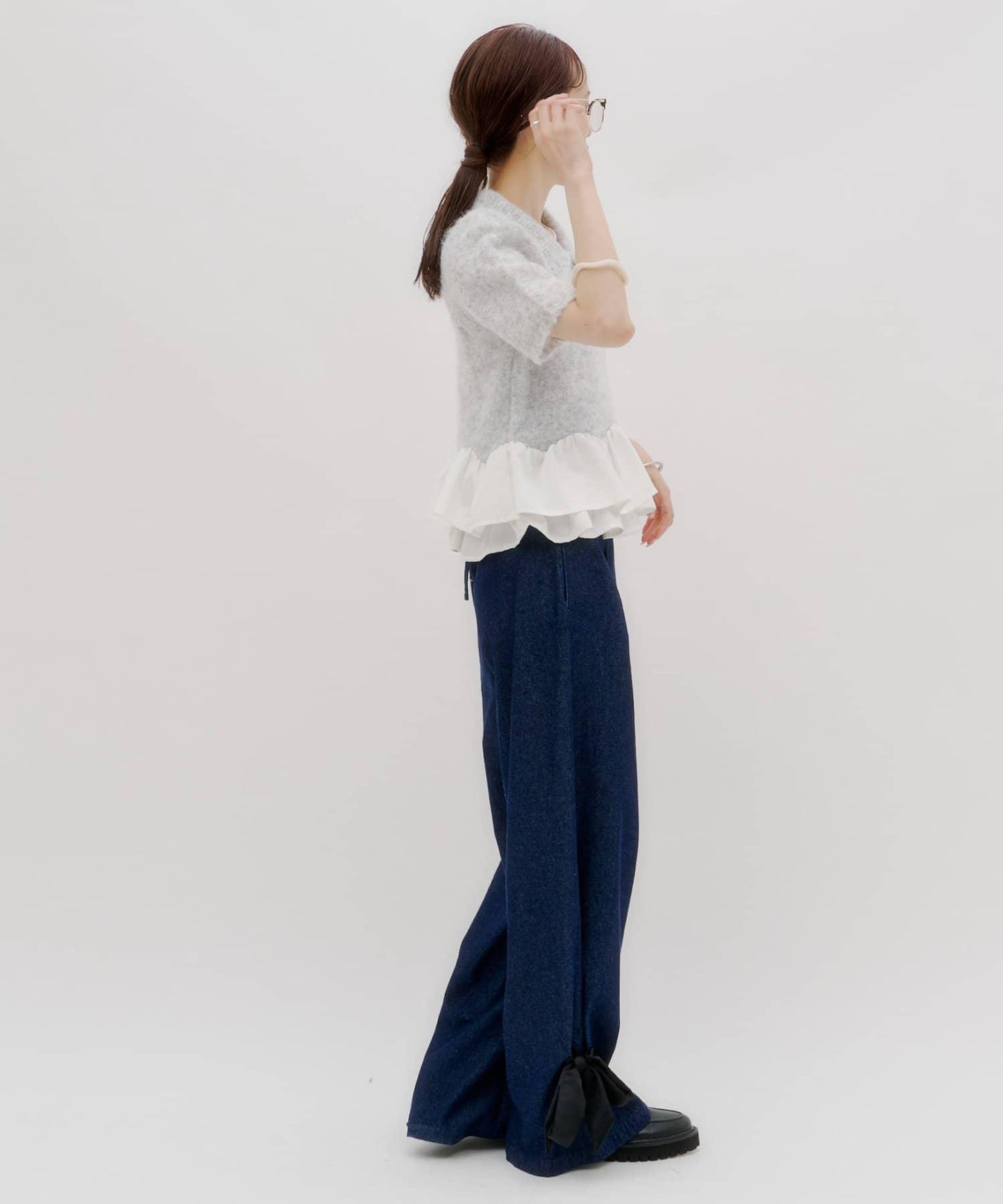 lilium 泡泡袖彼得潘領收腰針織衫