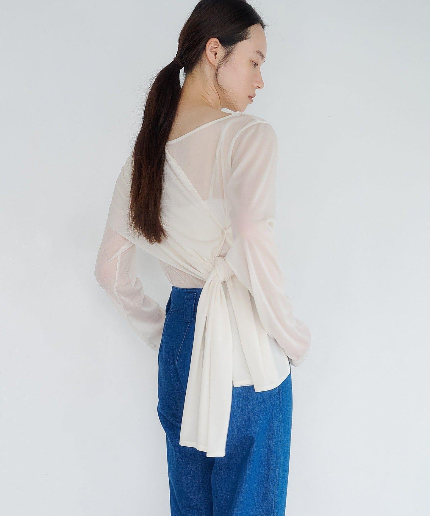 Sheer shirt& multi scarf set