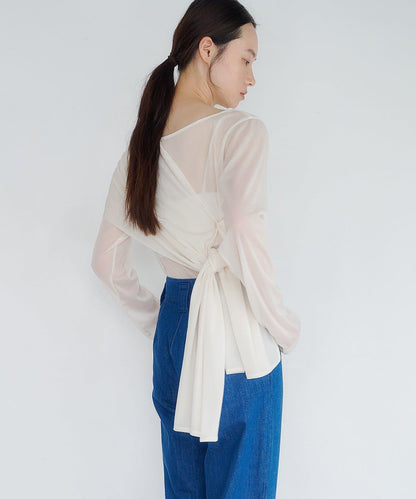 Sheer shirt& multi scarf set