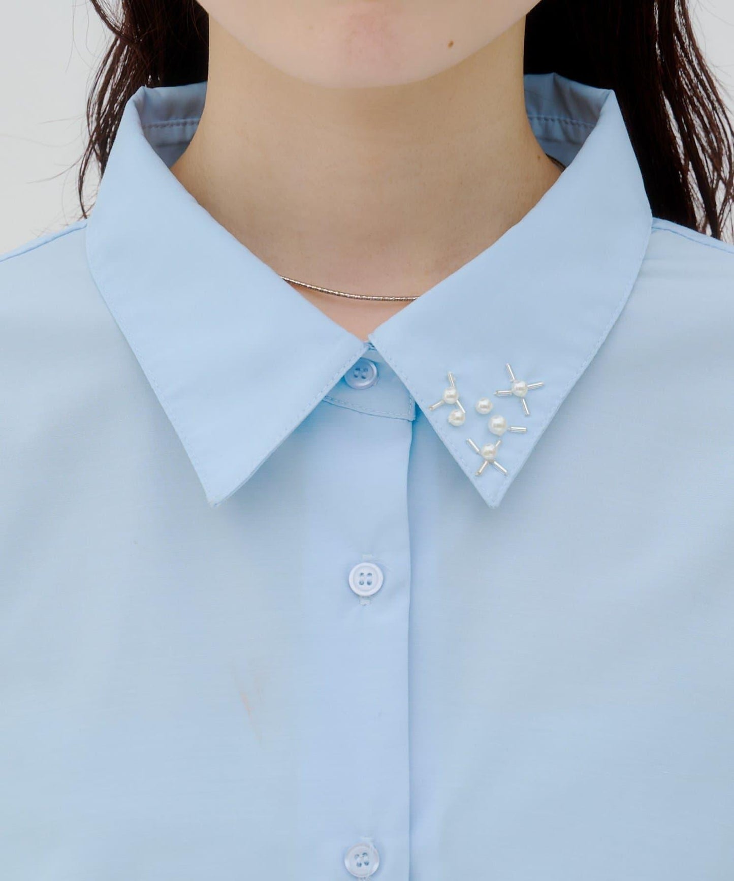 lilium 鑲鑽衣領修身襯衫