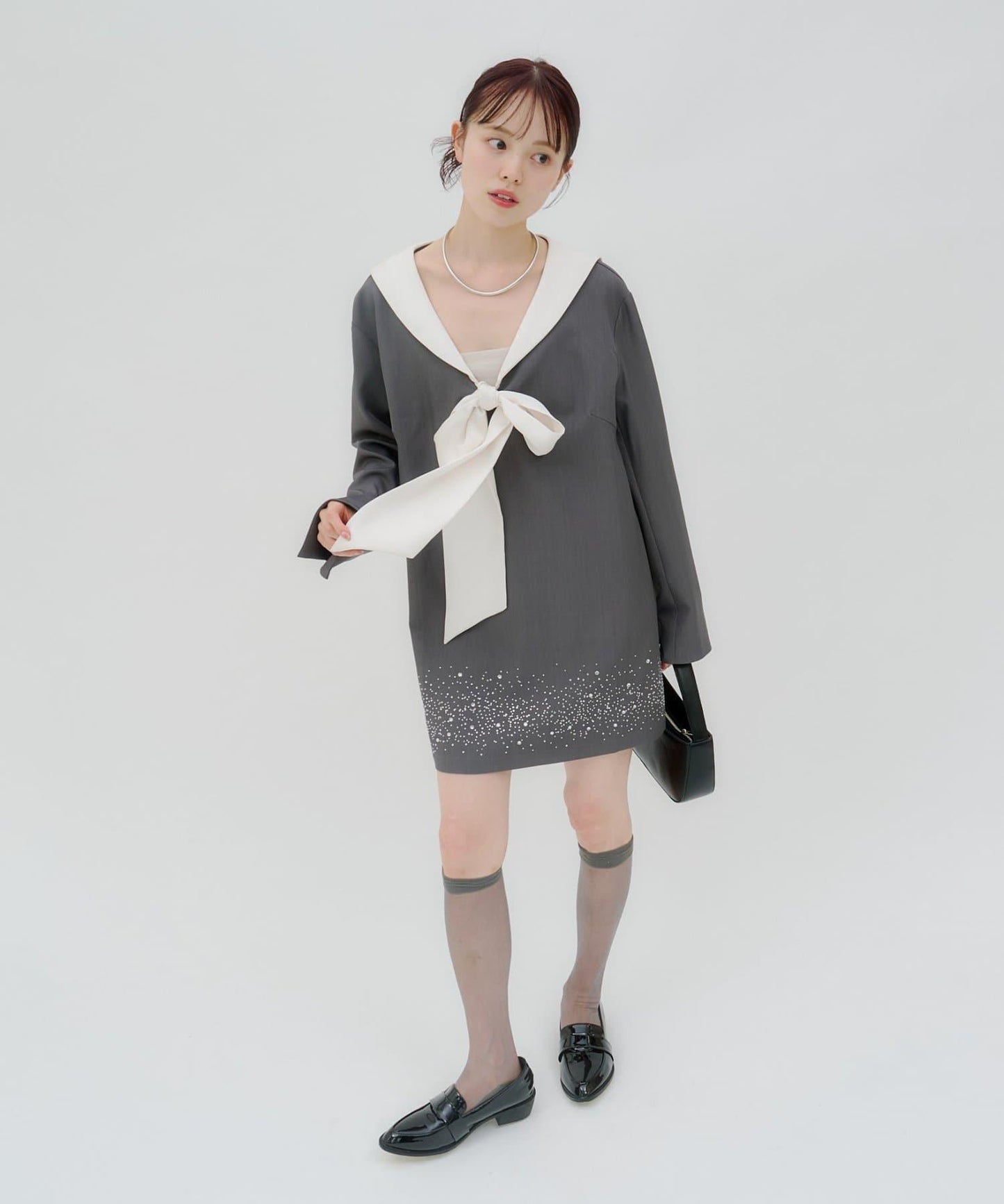 lilium 蝴蝶結迷你連衣裙