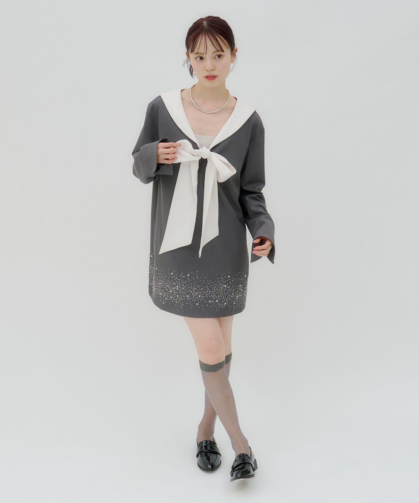 lilium 蝴蝶結迷你連衣裙