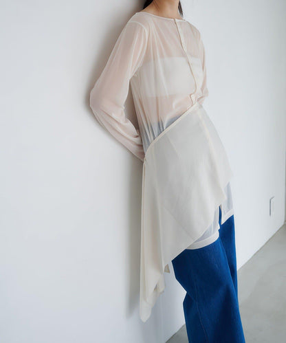 Sheer shirt& multi scarf set
