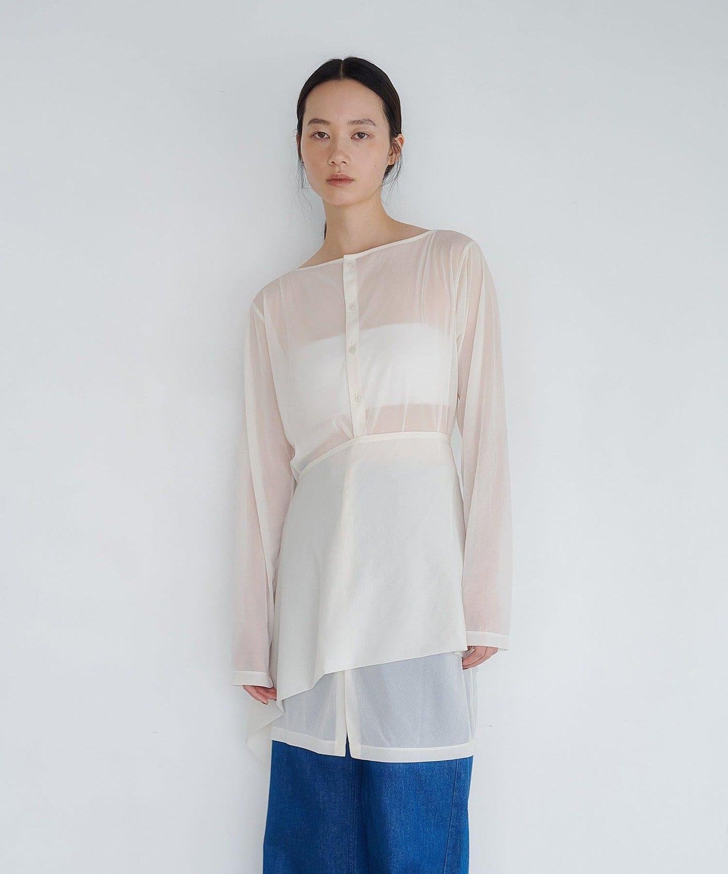 Sheer shirt& multi scarf set