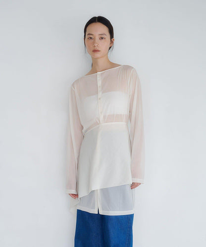 Sheer shirt& multi scarf set