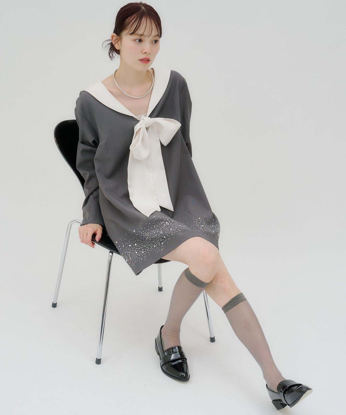lilium 蝴蝶結迷你連衣裙