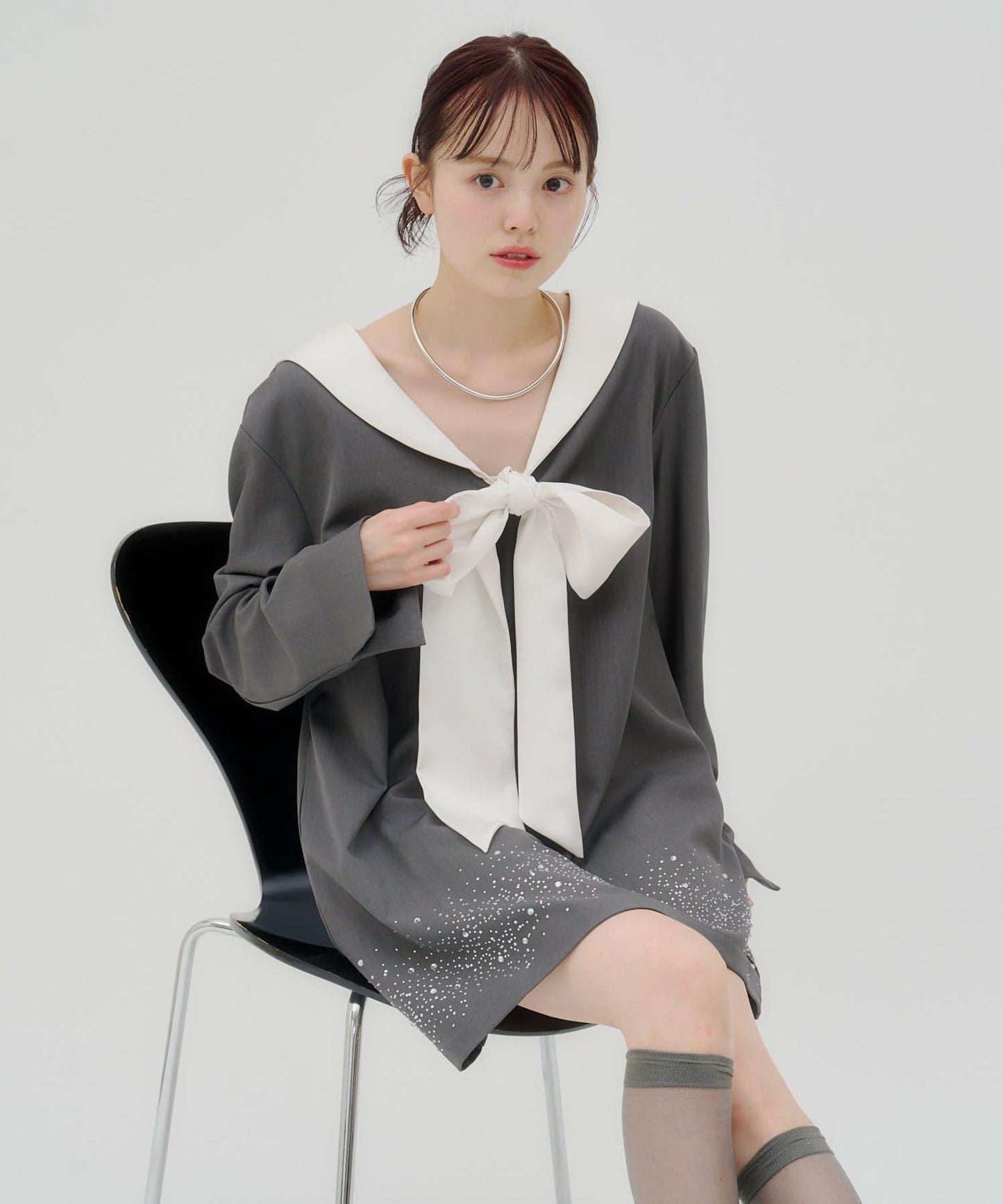 lilium 蝴蝶結迷你連衣裙