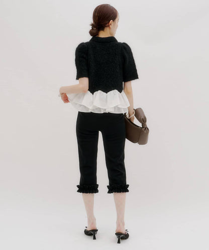 lilium 泡泡袖彼得潘領收腰針織衫