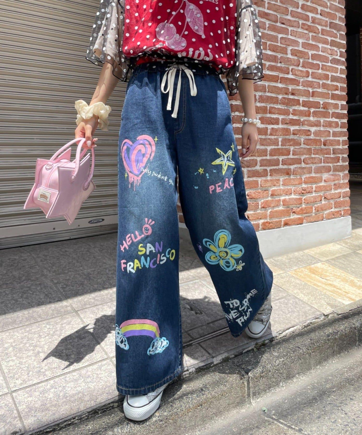 HELLO.SANFRANCISCO 彩色潑墨牛仔褲