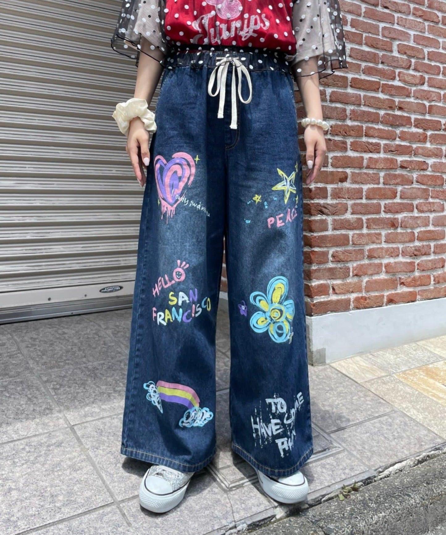 HELLO.SANFRANCISCO 彩色潑墨牛仔褲