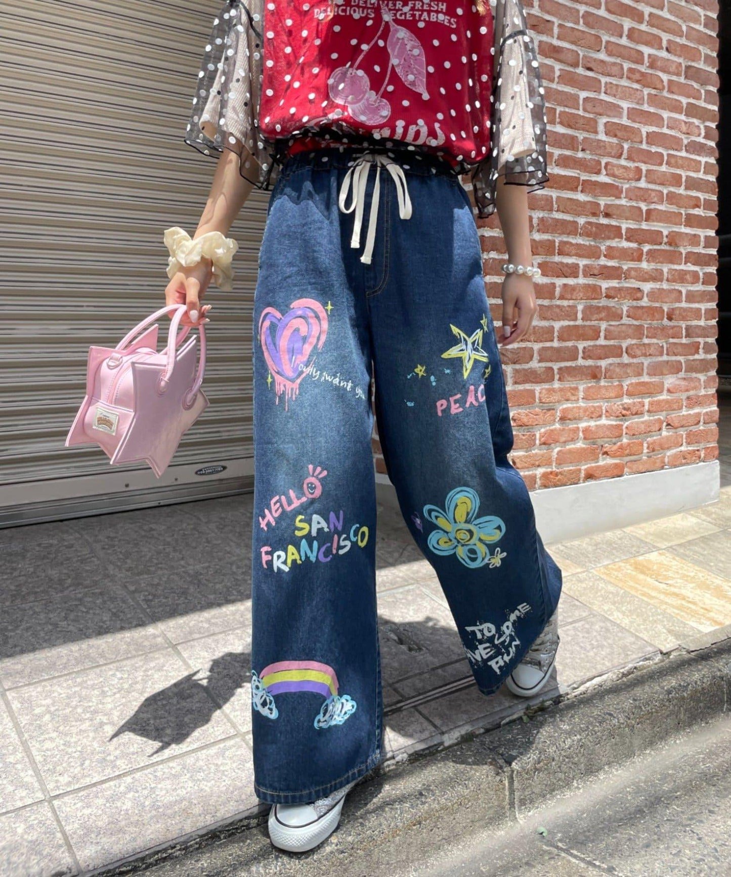 HELLO.SANFRANCISCO 彩色潑墨牛仔褲