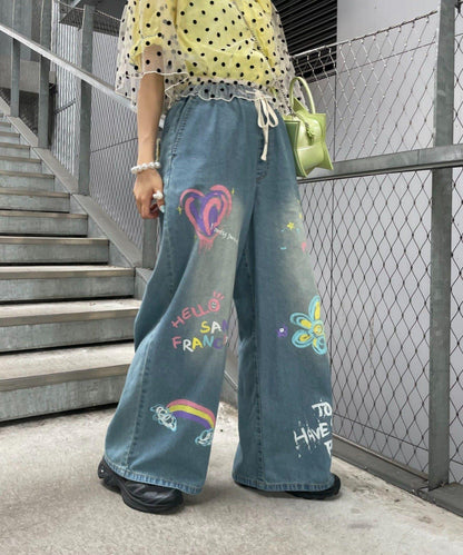 HELLO.SANFRANCISCO 彩色潑墨牛仔褲
