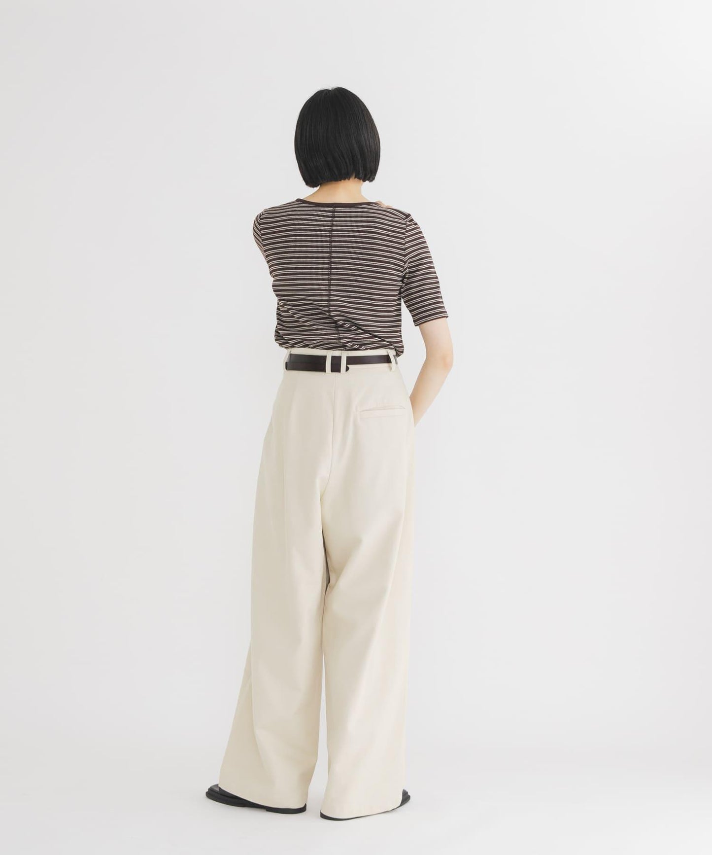 ワッフルボーダーヘンリネックTEE