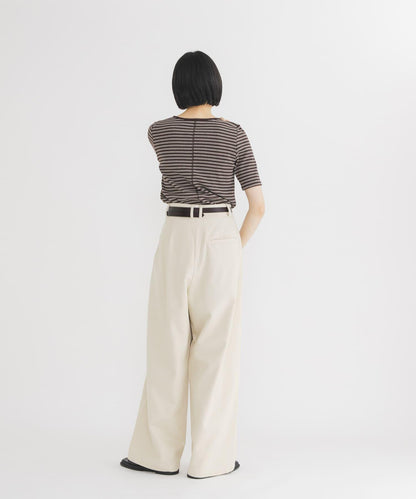 ワッフルボーダーヘンリネックTEE