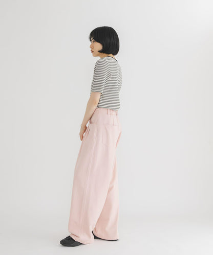 ワッフルボーダーヘンリネックTEE