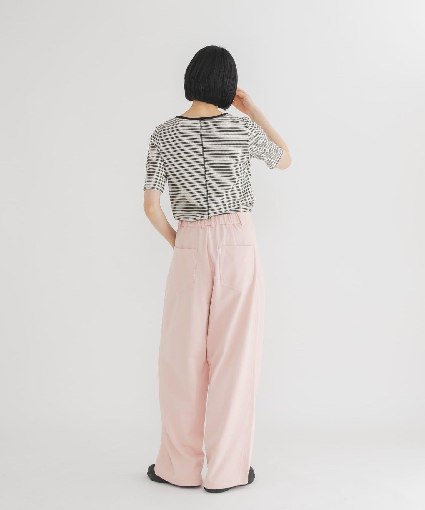 ワッフルボーダーヘンリネックTEE