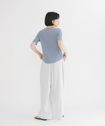 ワッフルボーダーヘンリネックTEE