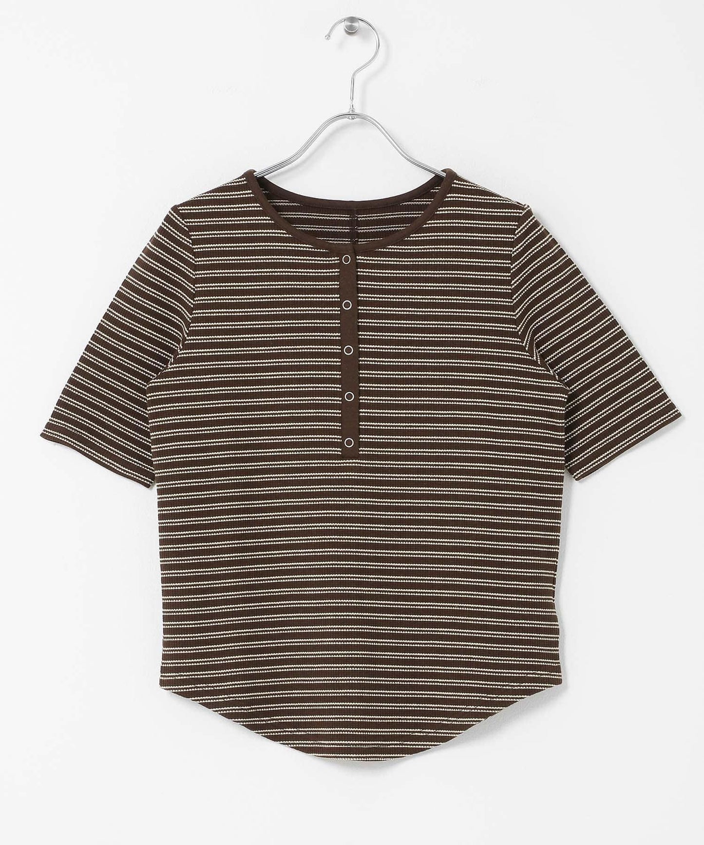 ワッフルボーダーヘンリネックTEE